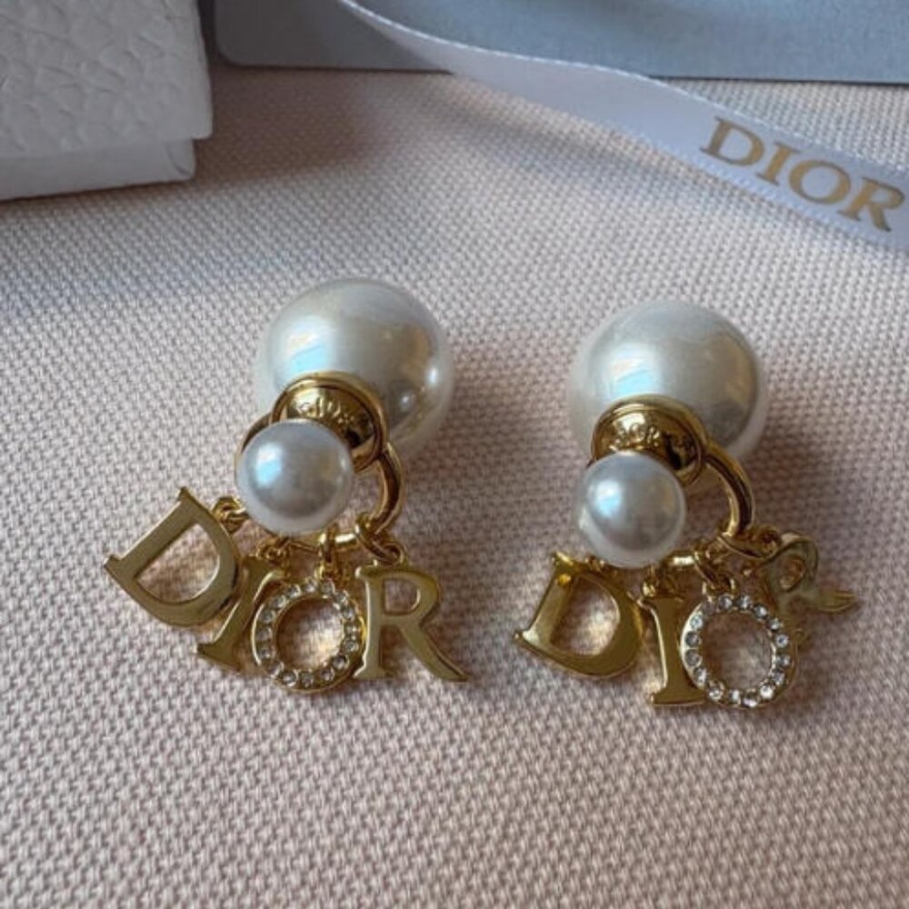 Dior Pearl Earrings with Packaging